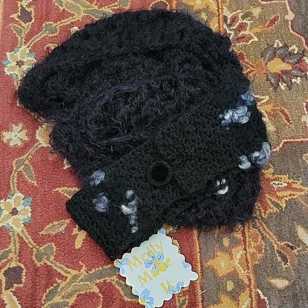 HAND CRAFTED Acrylic Black Set HAND MADE Infinity Scarf Headband